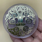 Engraved Selenite Charging Disc – Sacred Geometry Crystal Plate