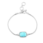 Larimar Rectangular Station Bracelet, 925 Sterling Silver