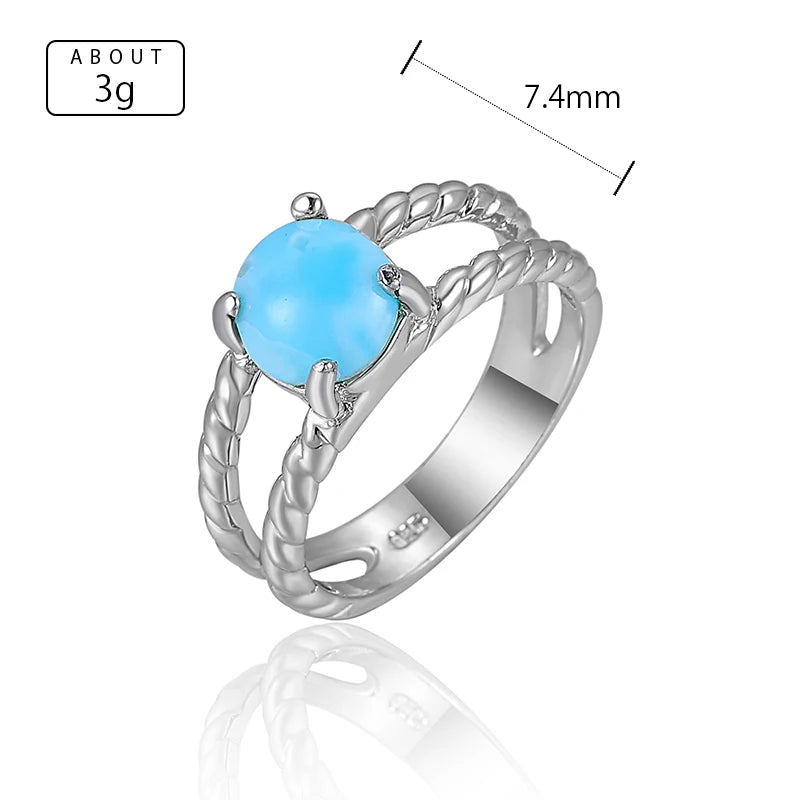 Larimar Braided Band Ring in 925 Sterling Silver