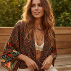 Floral Rayon Boho Kimono Beach Cover-Up