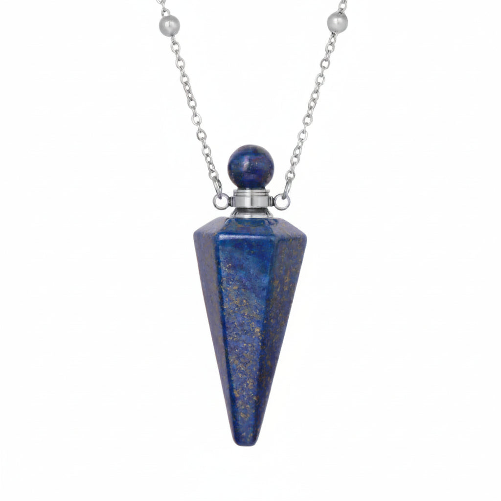 Crystal Essential Oil Diffuser Necklace — Natural Gemstone Healing Pendant