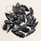 Black Obsidian Arrowheads — Natural Stone Carvings for Reiki, Decor & Jewelry Making (30–50mm)