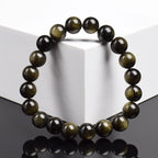 Golden & Silver Obsidian Crystal Bracelet — Protection & Grounding