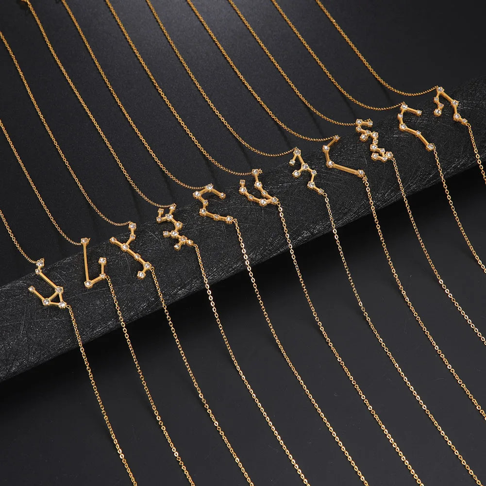 Zodiac Constellation Necklace — Silver & Gold Star Sign Pendant
