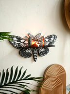 Moth & Butterfly Wall Shelf – Wooden Candle Holder & Crystal Display