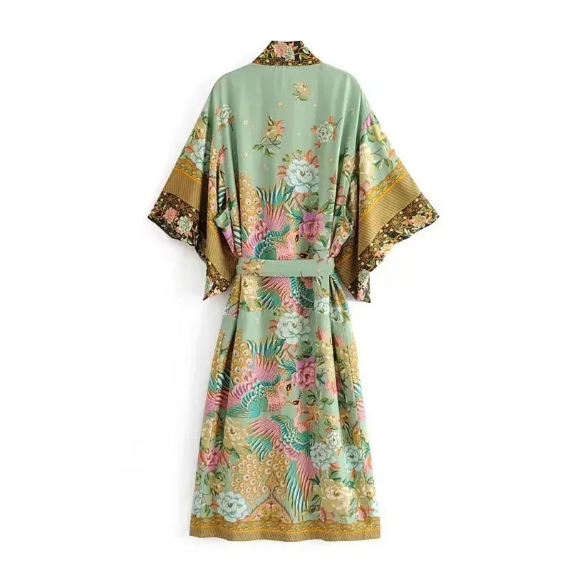 Peacock Floral Kimono