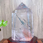 Rainbow Clear Quartz Tower with Black Tourmaline Rutile — 1.6kg Collector's Specimen