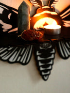 Moth & Butterfly Wall Shelf – Wooden Candle Holder & Crystal Display