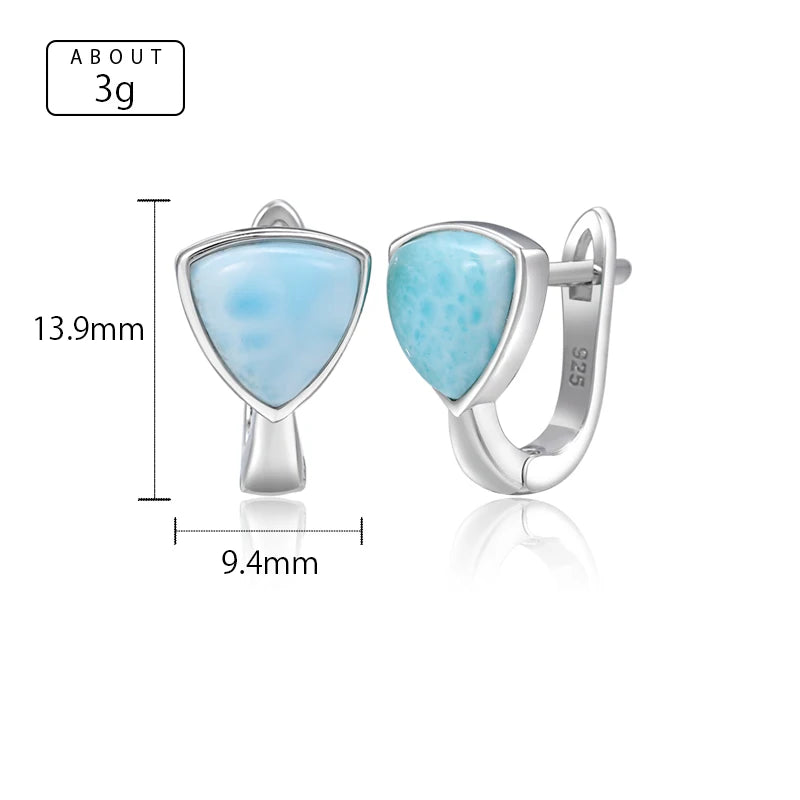 Larimar 925 Silver Heart & Triangle Earrings