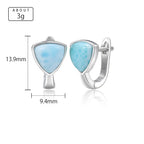 Larimar 925 Silver Heart & Triangle Earrings