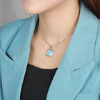 Larimar Rectangular Silver Pendant Necklace