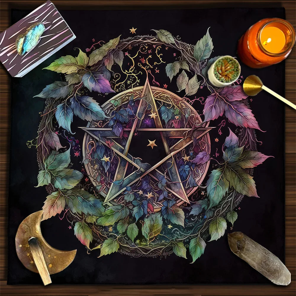 Rainbow Flower of Life Altar Cloth — Sacred Geometry Tarot Mat