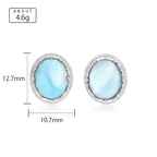 Larimar Oval Stud Earrings, Pavé Zircon Halo