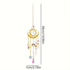 Star & Moon Suncatcher Pendant | Celestial Crystal Rainbow Maker for Windows & Gardens