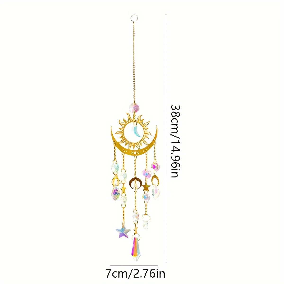 Star & Moon Suncatcher Pendant | Celestial Crystal Rainbow Maker for Windows & Gardens
