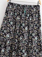 Boho Floral Pleated Maxi Skirt with Pockets