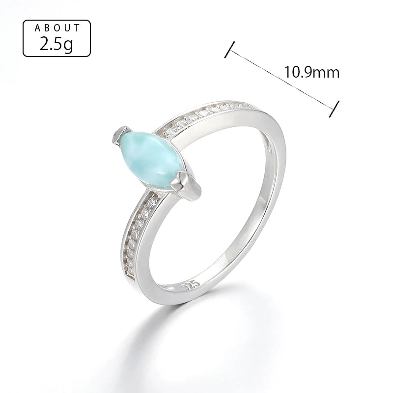Larimar Marquise Solitaire Ring in 925 Sterling Silver