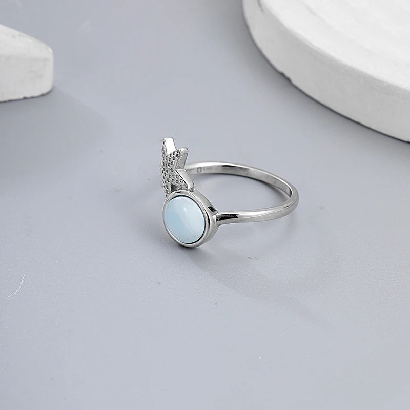 Larimar Sea Star 925 Sterling Silver Ring