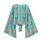 Floral Flare-Sleeve Boho Kimono Cardigan