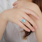 Larimar Oval Cocktail Ring, Zircon Accents