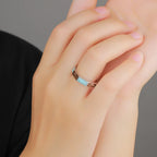 Larimar Geometric 925 Sterling Silver Cocktail Ring
