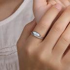 Larimar Minimalist Bezel Ring with Pavé Shoulder