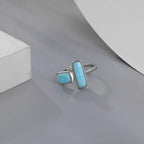 Double Bar Larimar Ring in 925 Sterling Silver