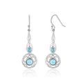 Larimar Filigree Medallion Drop Earrings, 925 Sterling Silver