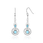 Larimar Filigree Medallion Drop Earrings, 925 Sterling Silver