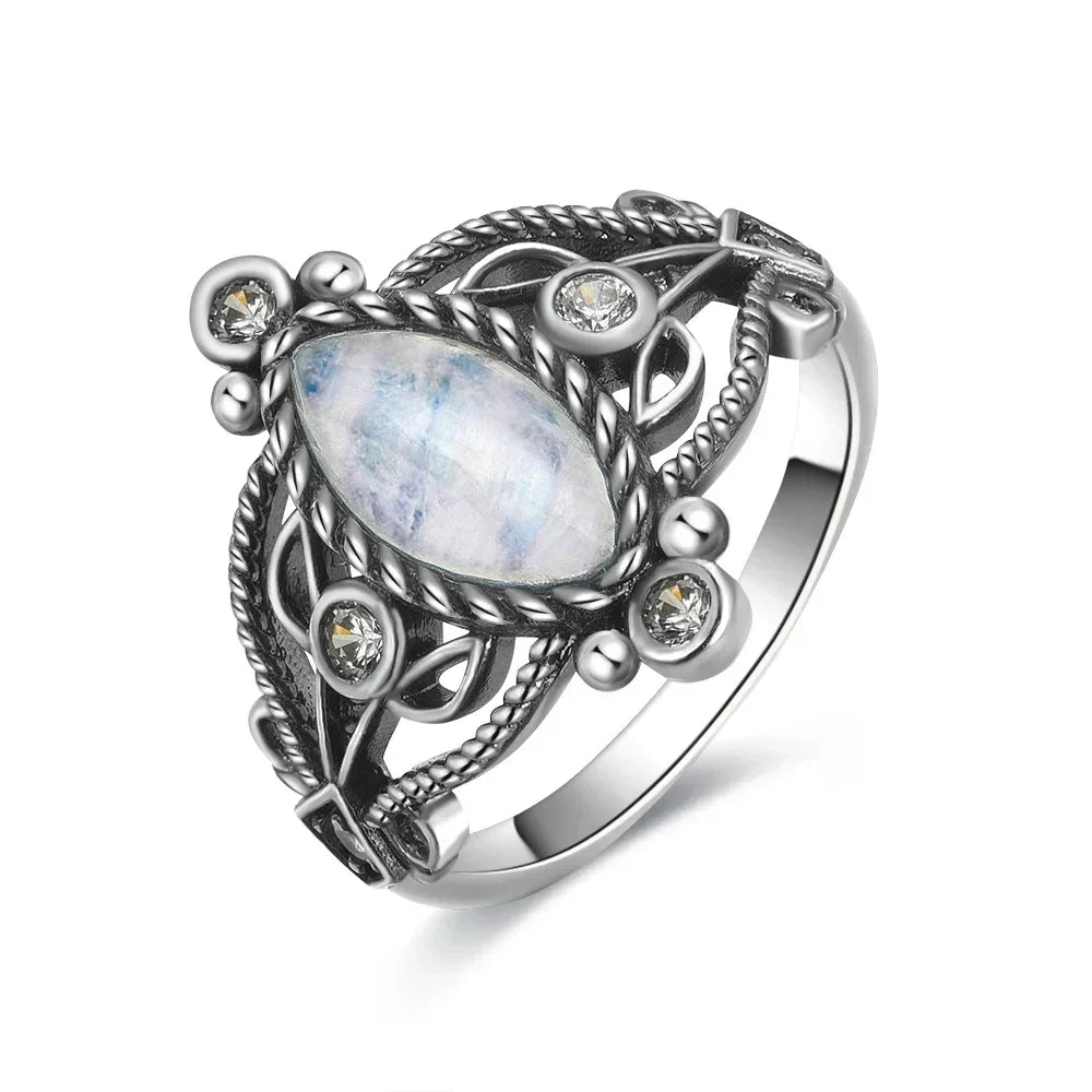 Moonstone 925 Silver Ring | Natural Gemstone Ring