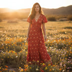 Floral Wrap Maxi Dress with Bow Tie