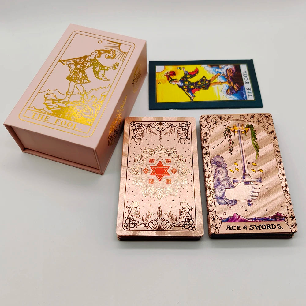 Gold Foil Rider-Waite Tarot Deck – 80-Card Luxury Edition with Gift Box