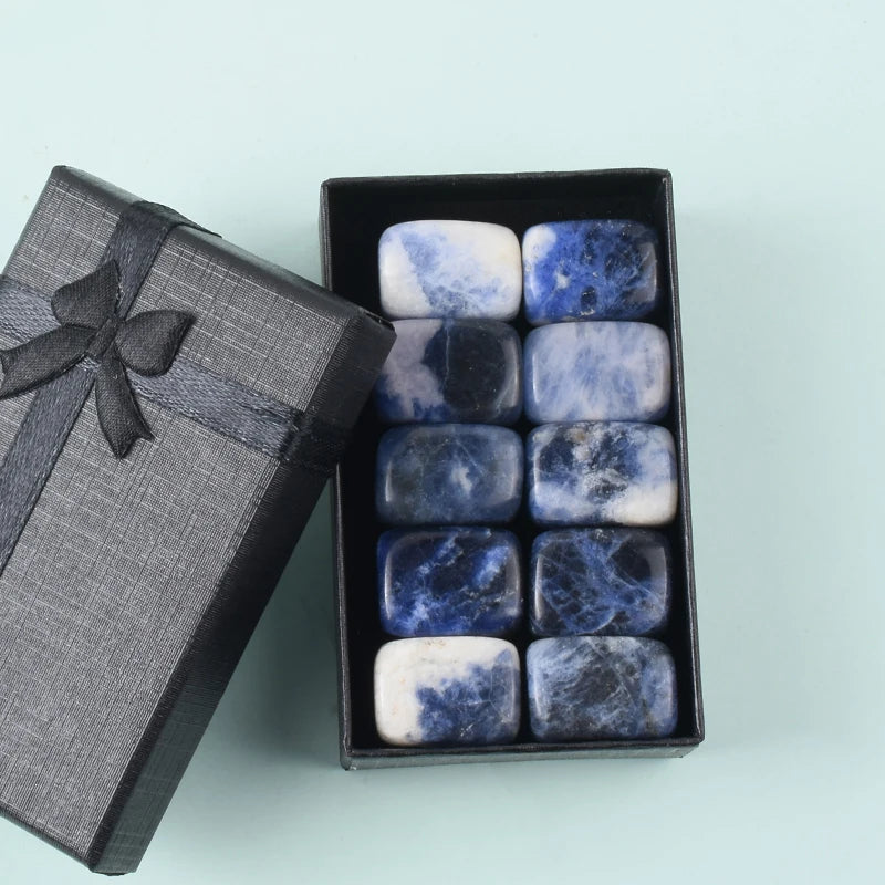 10-Piece Tumbled Crystal Healing Stone Set | Chakra Reiki Gemstones in Gift Box