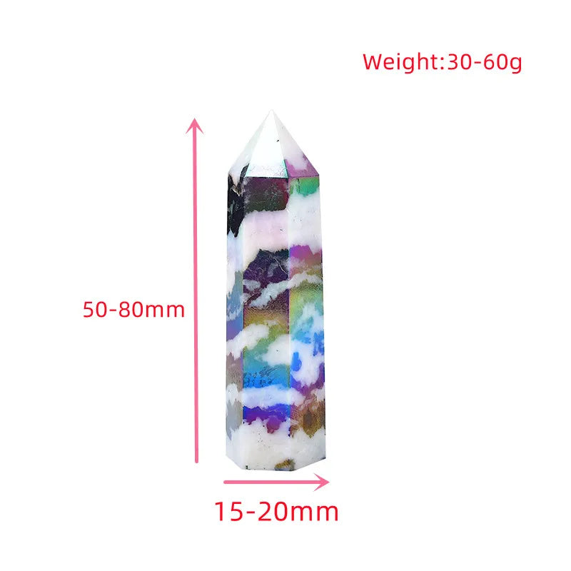 Aura Zebra Crystal Point Tower | Black & White Quartz Obelisk
