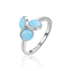 Larimar Three Stone Cluster Ring in 925 Sterling Silver