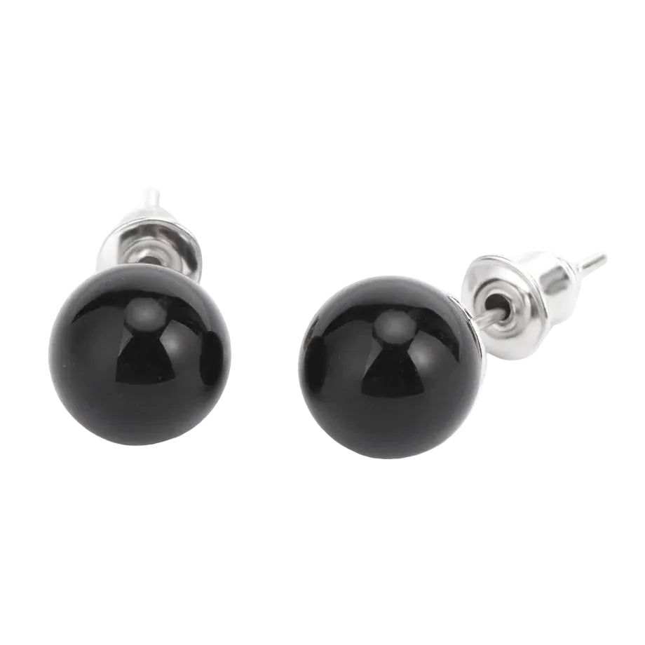 Natural Gemstone Stud Earrings — 8mm Crystal Ball Studs | 16 Healing Stones
