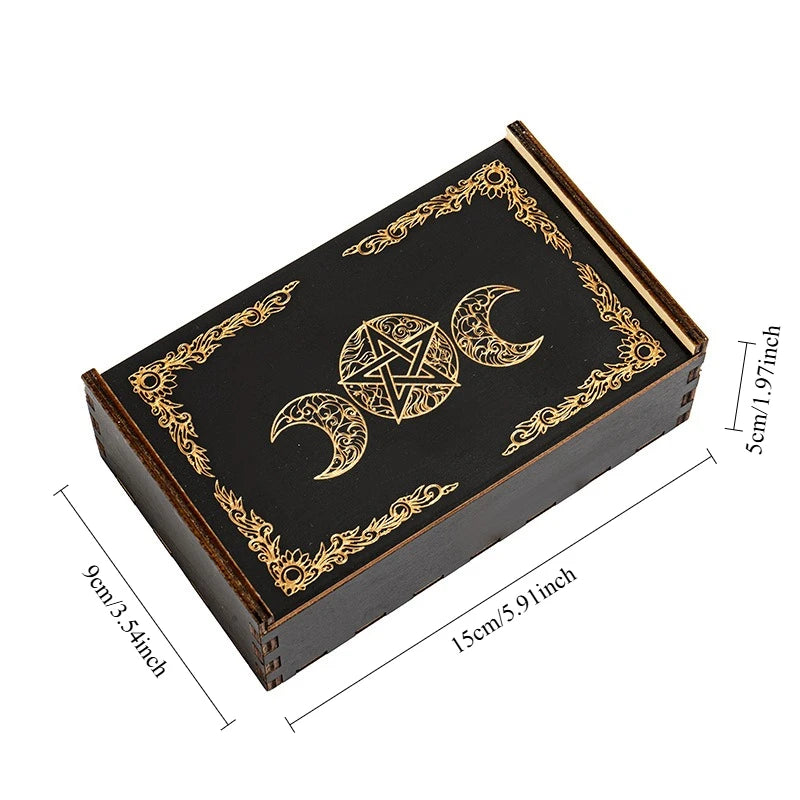 Black Lacquered Tarot Box with Gold Sacred Symbol | Choose Your Design