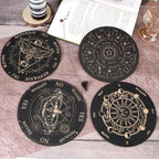 Wooden Pendulum Board — Celestial Moon & Star Divination Plate
