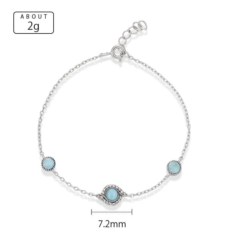 Larimar Geometric Link Bracelet in 925 Sterling Silver
