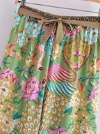 Peacock Floral Wide Leg Pants