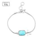 Larimar Rectangular Station Bracelet, 925 Sterling Silver