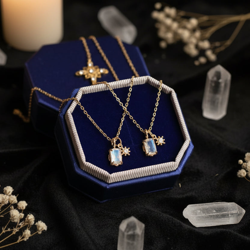 Starry Labradorite & Clear Crystal Pendant Necklace – Intuition, Clarity & Gentle Light