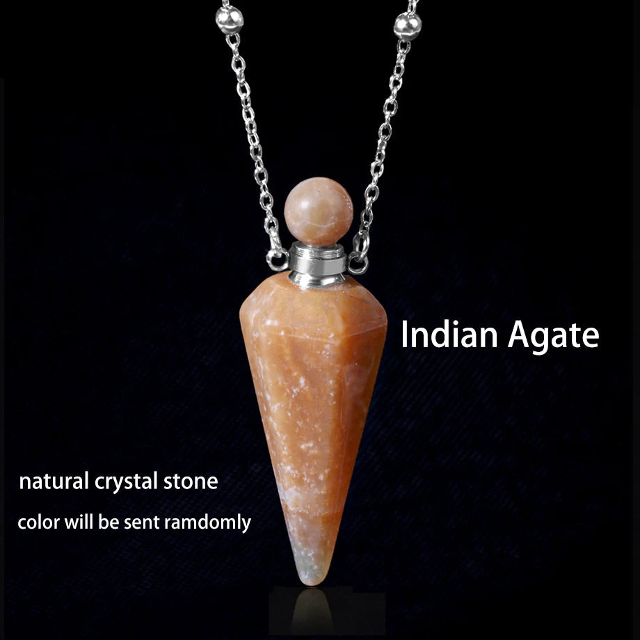 Crystal Essential Oil Diffuser Necklace — Natural Gemstone Healing Pendant