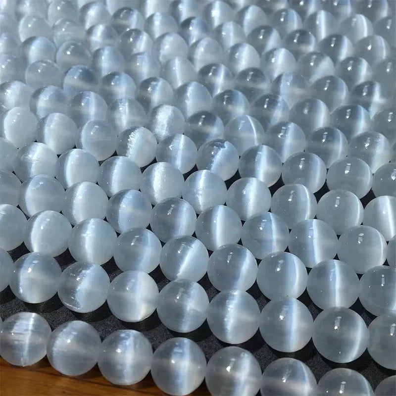 Selenite Round Stone Beads – Natural Crystal Beads for Jewelry Making