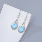 Larimar Round Drop Earrings, Open Silver Frame