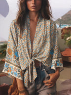 Floral Rayon Boho Kimono Beach Cover-Up