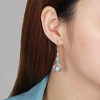 Larimar Filigree Medallion Drop Earrings, 925 Sterling Silver