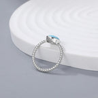 Larimar Oval Ring with Twisted Rope Band, 925 Sterling Silver