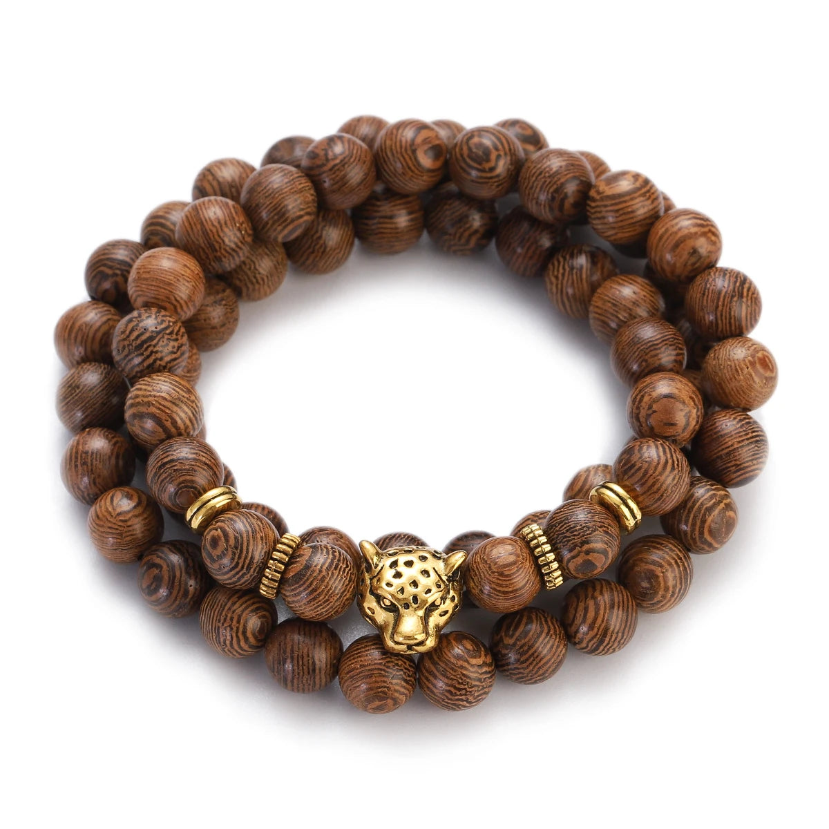 Wood Bead Buddha Om Lotus Charm Bracelet | Tibetan Mala Yoga Bracelet