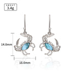 Larimar Crab Drop Earrings, 925 Sterling Silver